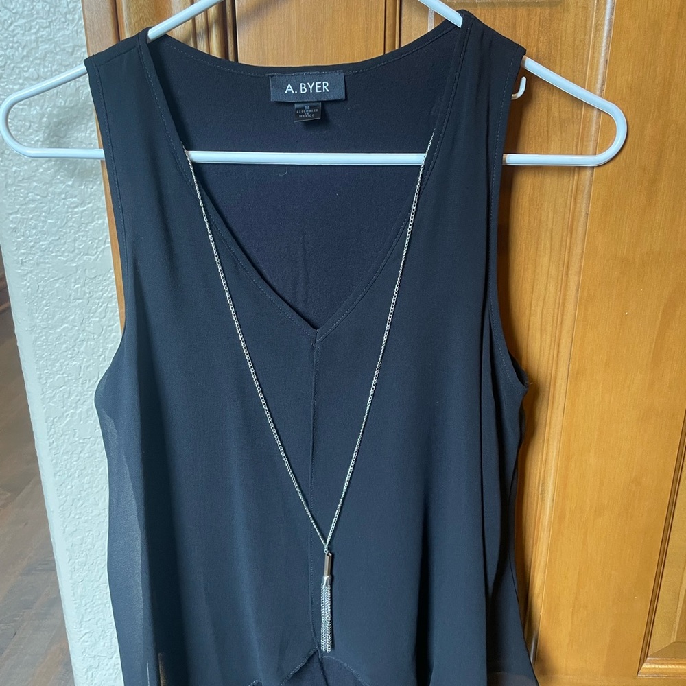 Black flowing halter top with removable chain